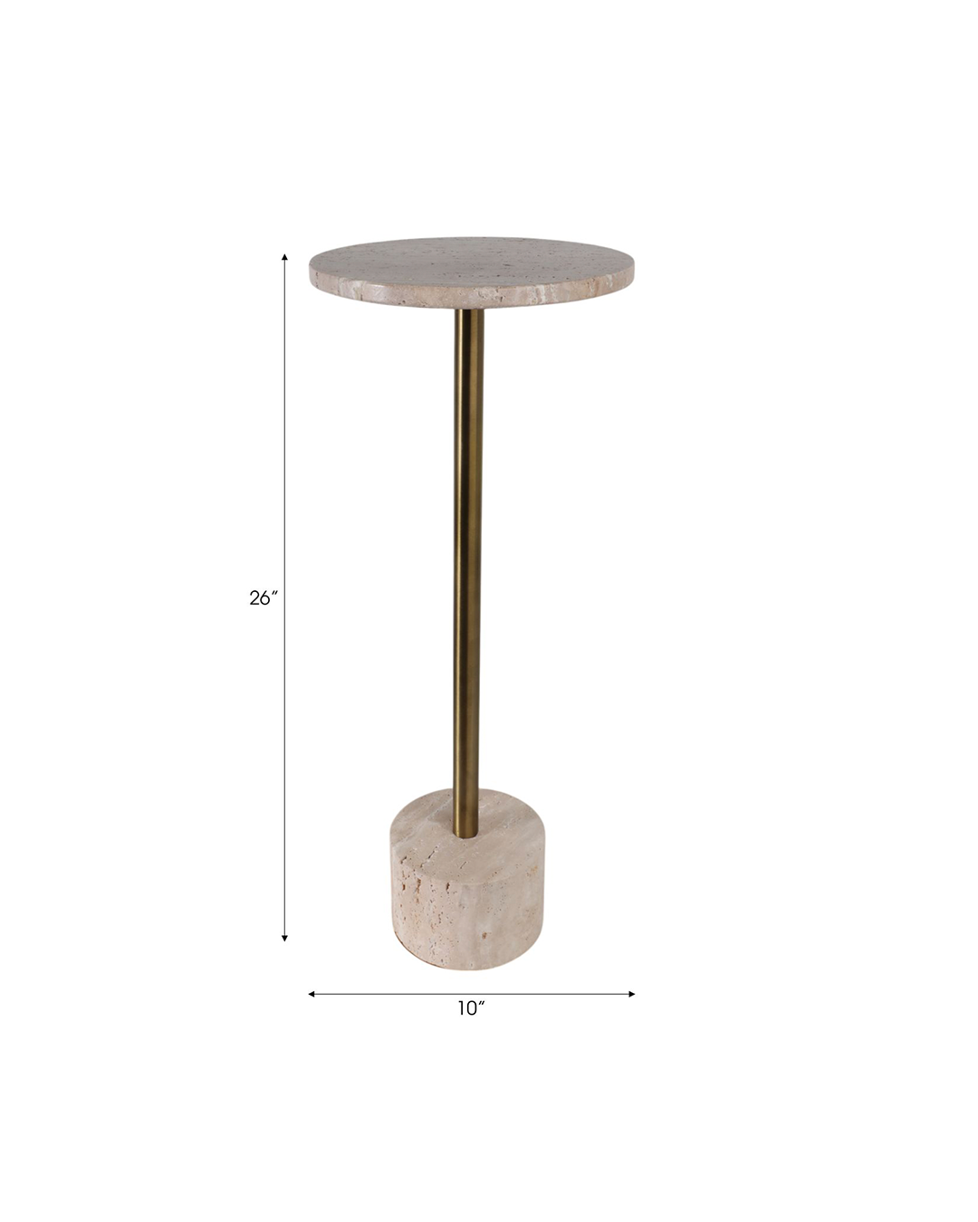 TRAVERTINE ACCENT TABLE, NATURAL/GOLD KD
