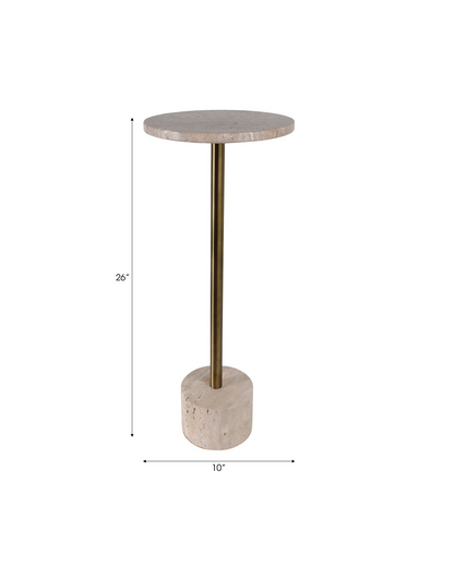 TRAVERTINE ACCENT TABLE, NATURAL/GOLD KD