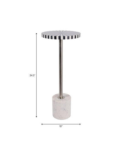 TRELLA BLACK / WHITE ACCENT COCKTAIL DRINK TABLE
