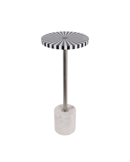 TRELLA BLACK / WHITE ACCENT COCKTAIL DRINK TABLE