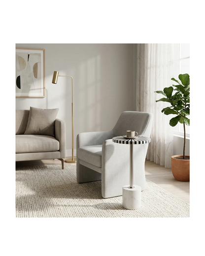 TRELLA BLACK / WHITE ACCENT COCKTAIL DRINK TABLE