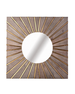 WOODEN BRASS CLAD SUNBURST MIRROR