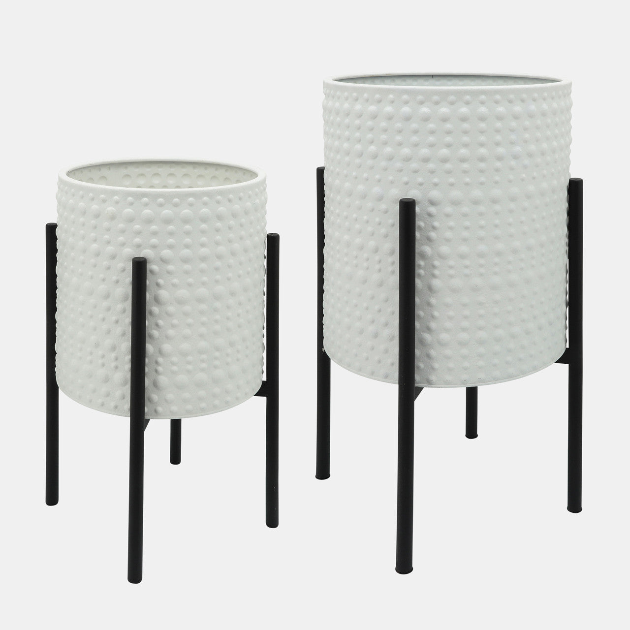 DOTTED PLANTER IN METAL STAND