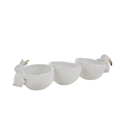 WHITE/GOLD DOLOMITE BUNNIES W/BOWLS / -50%