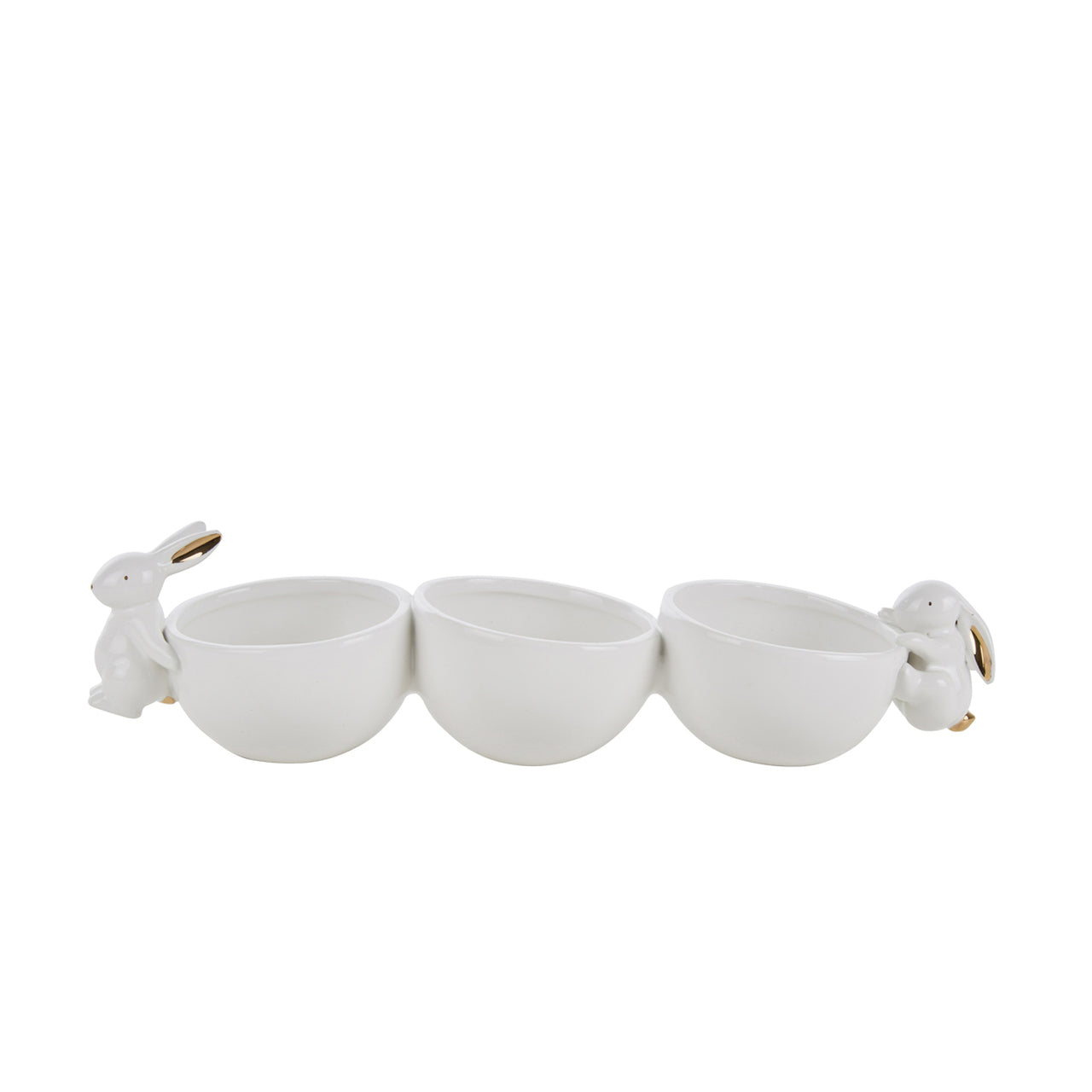WHITE/GOLD DOLOMITE BUNNIES W/BOWLS