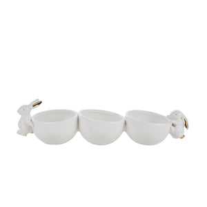 WHITE/GOLD DOLOMITE BUNNIES W/BOWLS