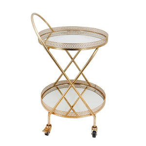 METAL 2 TIER LATTICE BAR CART, GOLD /-20%