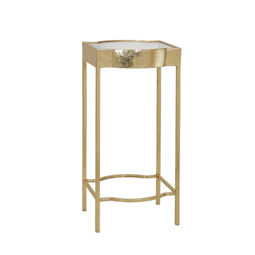 S/2 METAL ACCENT TABLES, GOLD/WHITE
