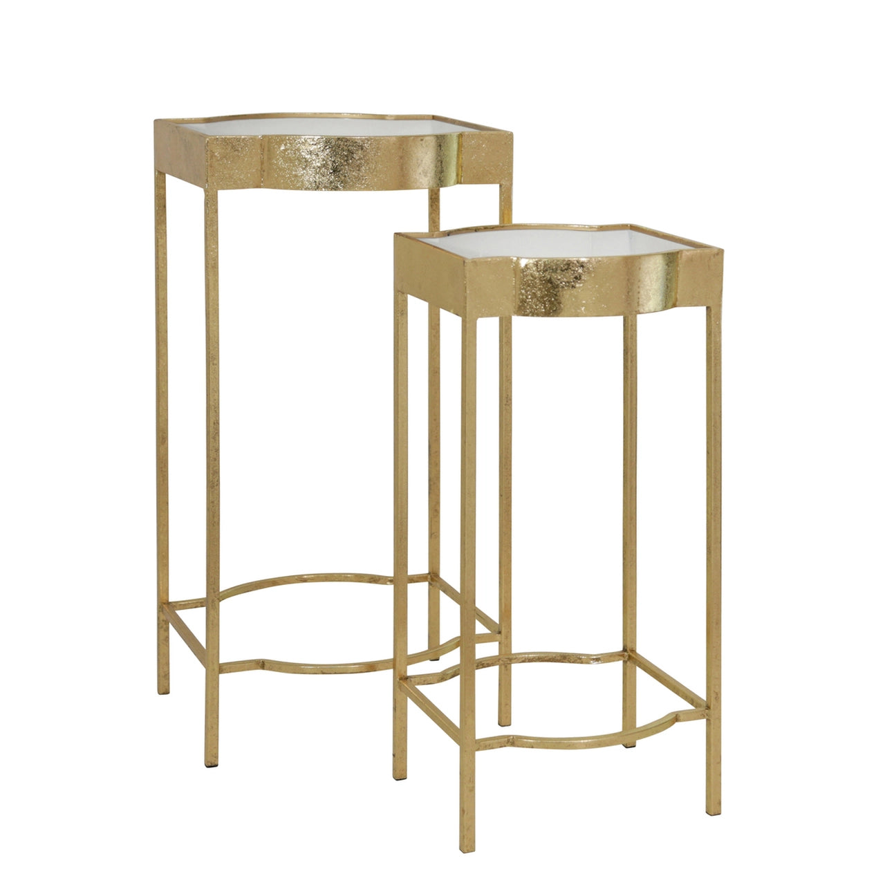 S/2 METAL ACCENT TABLES, GOLD/WHITE