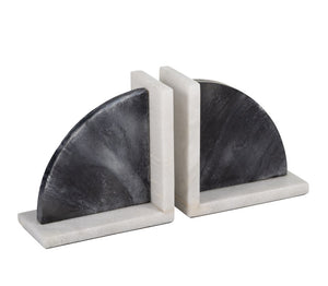 MARBLE,S/2 6"H,ROUNDED BOOKENDS,BLA
