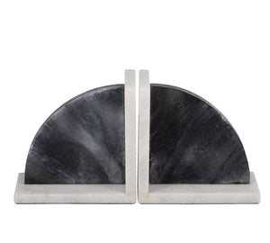 MARBLE,S/2 6"H,ROUNDED BOOKENDS,BLA