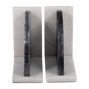 MARBLE,S/2 6"H,ROUNDED BOOKENDS,BLA