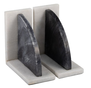 MARBLE,S/2 6"H,ROUNDED BOOKENDS,BLA
