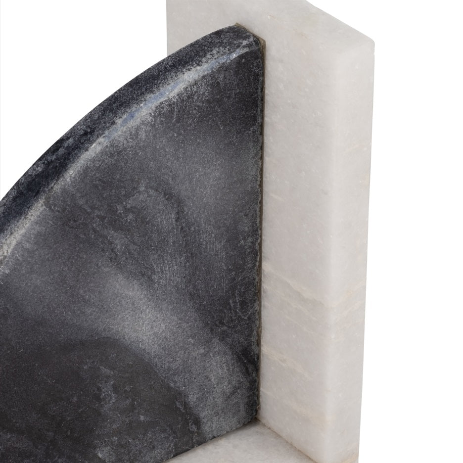 MARBLE,S/2 6"H,ROUNDED BOOKENDS,BLA