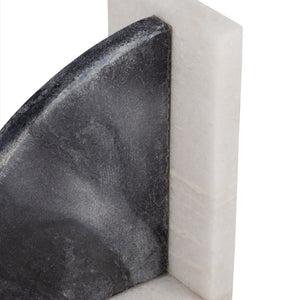 MARBLE,S/2 6"H,ROUNDED BOOKENDS,BLA