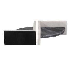 MARBLE,S/2 6"H,ROUNDED BOOKENDS,BLA