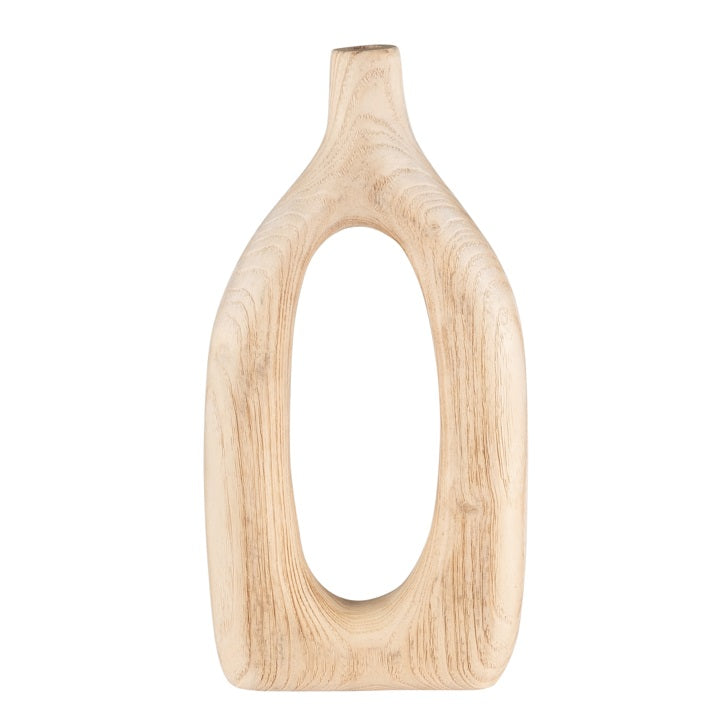 WOOD, 14"H CUT-OUT VASE, NATURAL