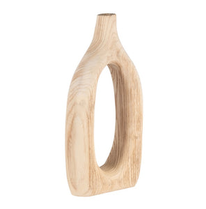 WOOD, 14"H CUT-OUT VASE, NATURAL