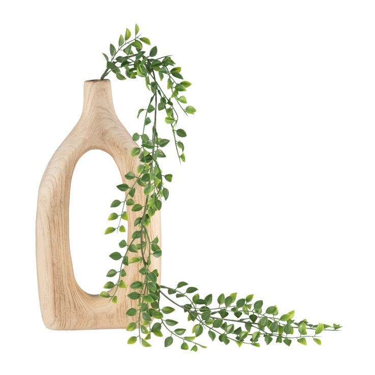 WOOD, 14"H CUT-OUT VASE, NATURAL