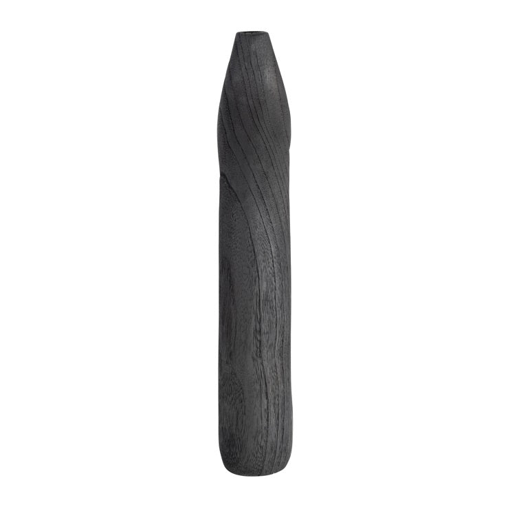 WOOD, 14"H CUT-OUT VASE, BLACK