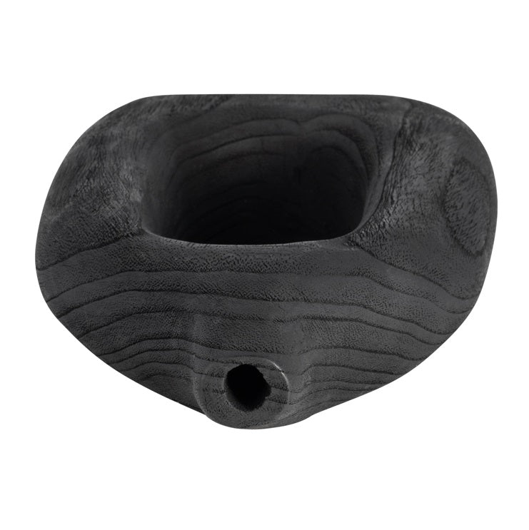 WOOD, 14"H CUT-OUT VASE, BLACK