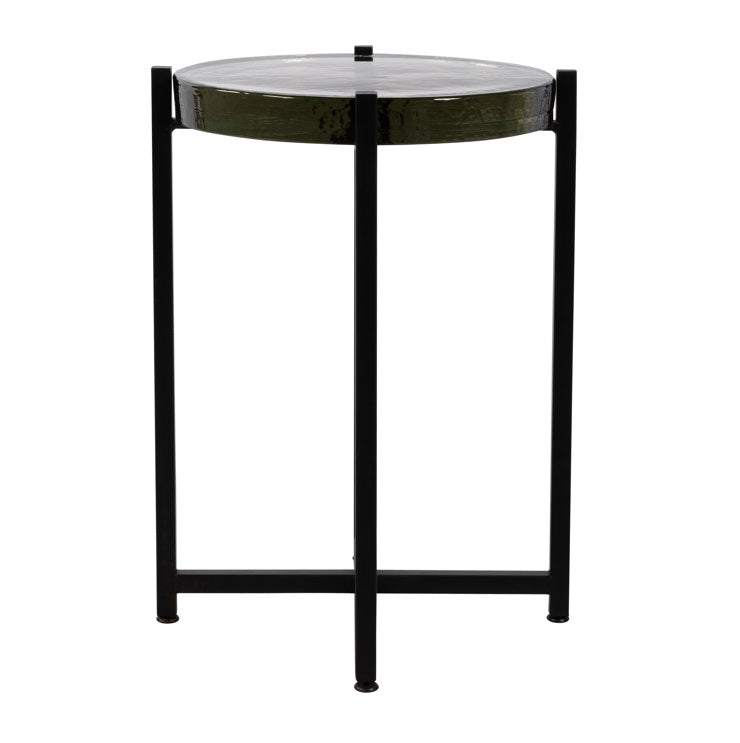 METAL/GLASS, 17"DX22"H SIDE TABLE, BLAC