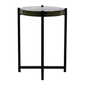 METAL/GLASS, 17"DX22"H SIDE TABLE, BLAC