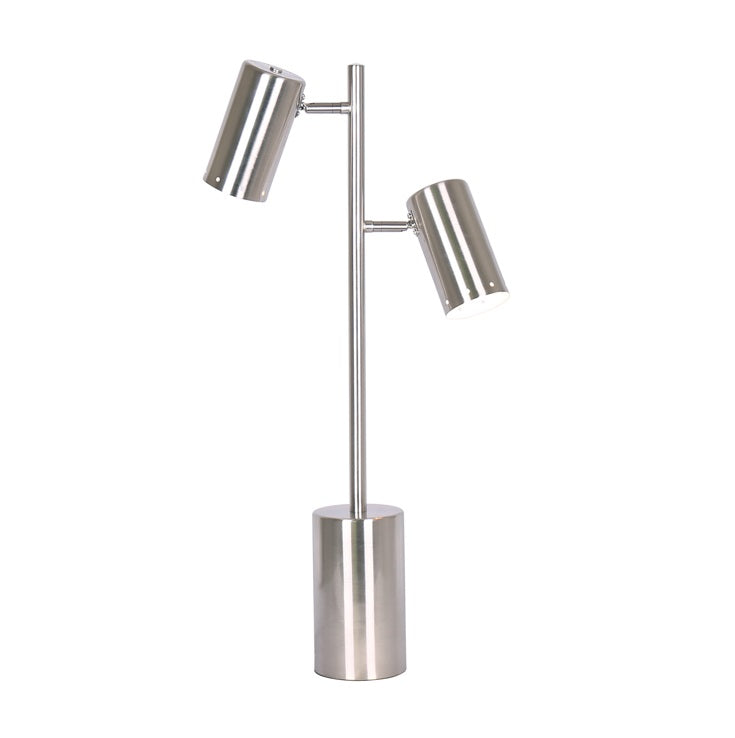 METAL 26" 2 LIGHT TABLE LAMP, SILVER - KD / -50%