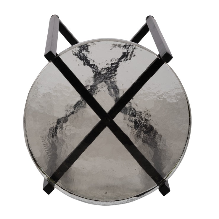 METAL/GLASS, 17"DX22"H SIDE TABLE, BLAC