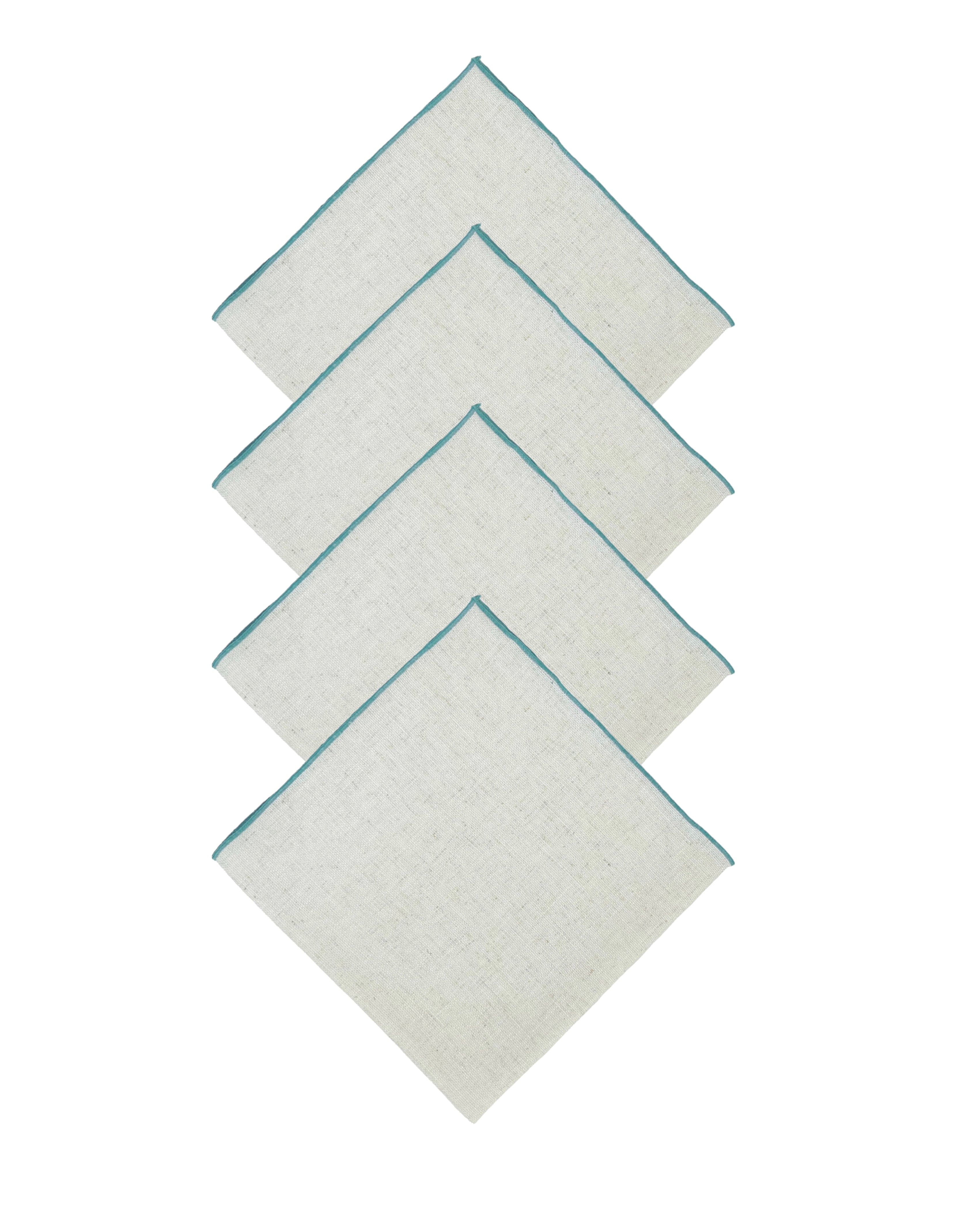 CONTRAST TRIM LINEN NAPKINS SET OF 4