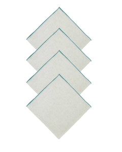 CONTRAST TRIM LINEN NAPKINS SET OF 4