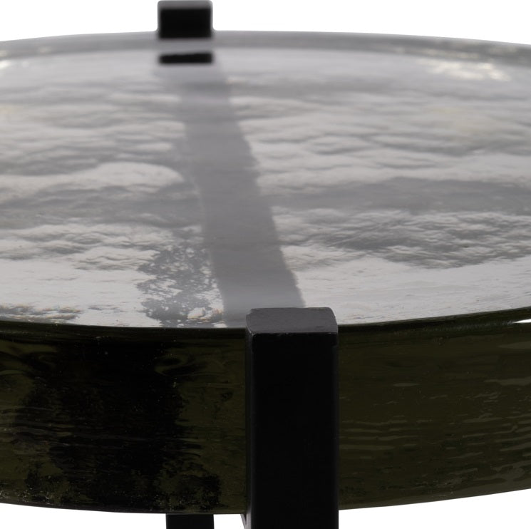 METAL/GLASS, 17"DX22"H SIDE TABLE, BLAC