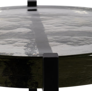 METAL/GLASS, 17"DX22"H SIDE TABLE, BLAC