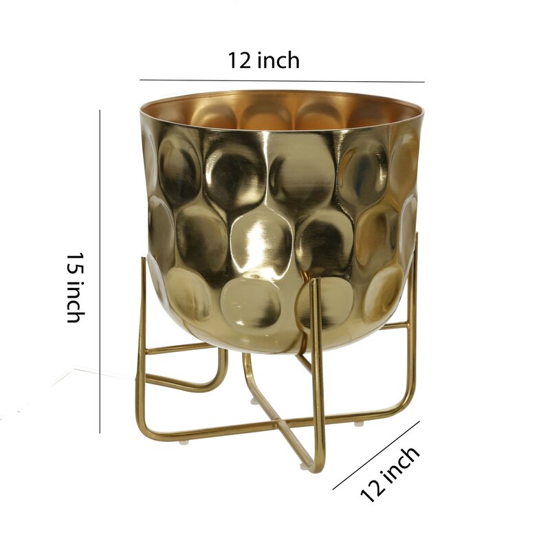 S/2 METAL 12/15" HAMMERED PLANTER, GOLD / -30%