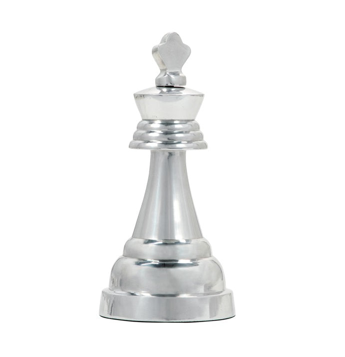 9"H METAL KING CHESS PIECE, SILVER